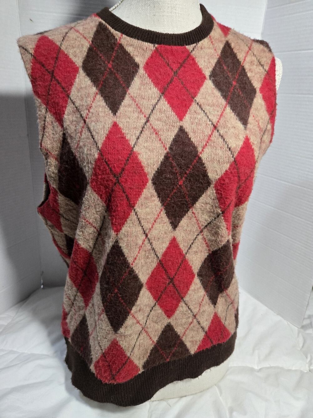 Puritan Orlon Acrylic Argyle Vest Sz M Academia Retro Men Diamond